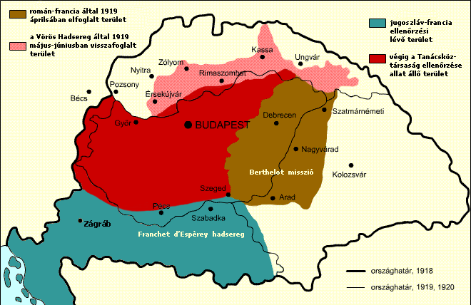 Carte de la république des conseils de Hongrie - 1919-1920