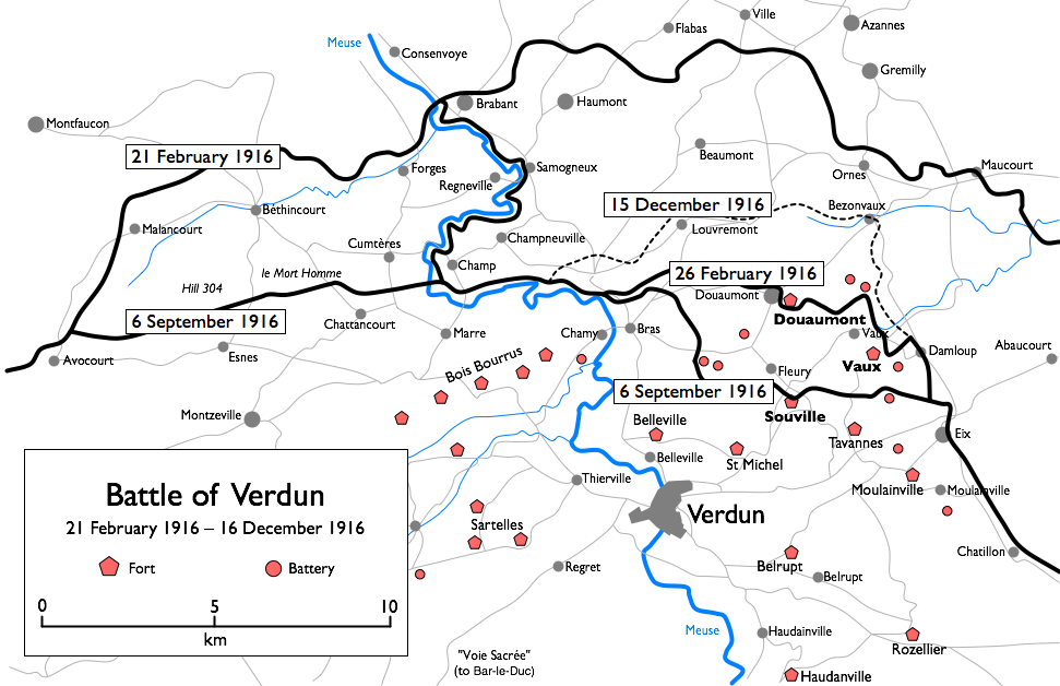 carte de la bataille de Verdun